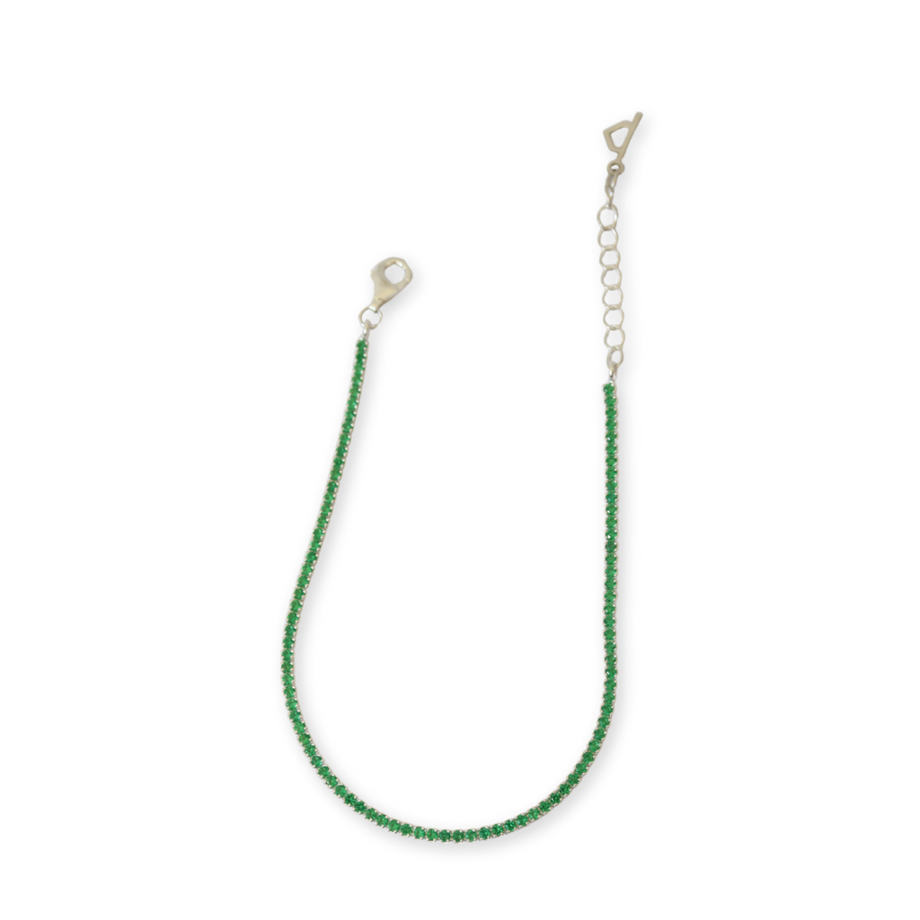 Pulseira Riviera Verde em prata 925