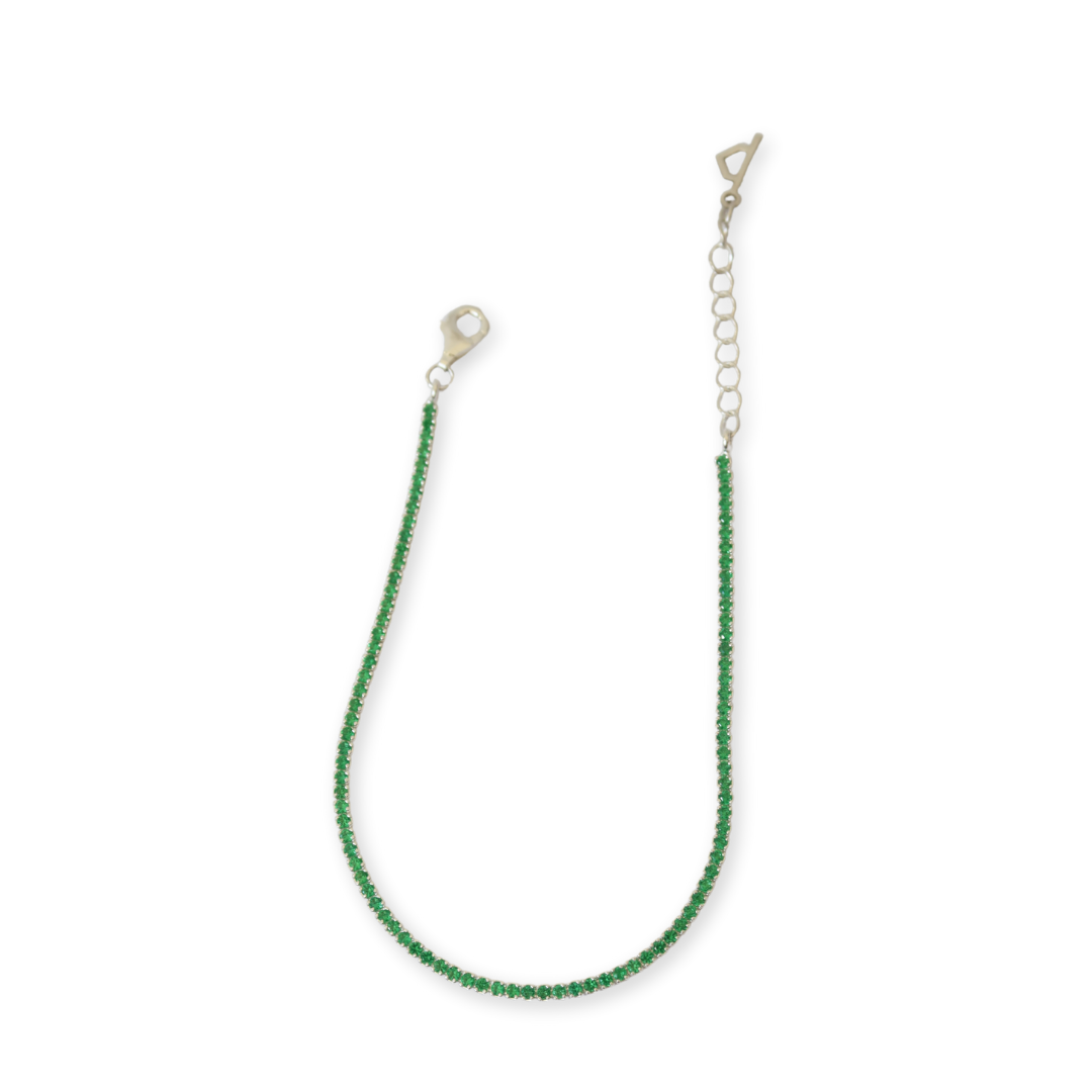 Pulseira Riviera Verde em prata 925
