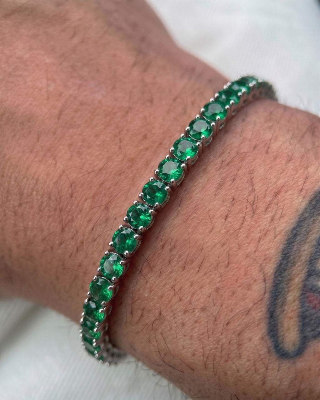 Pulseira Riviera Verde em prata 925