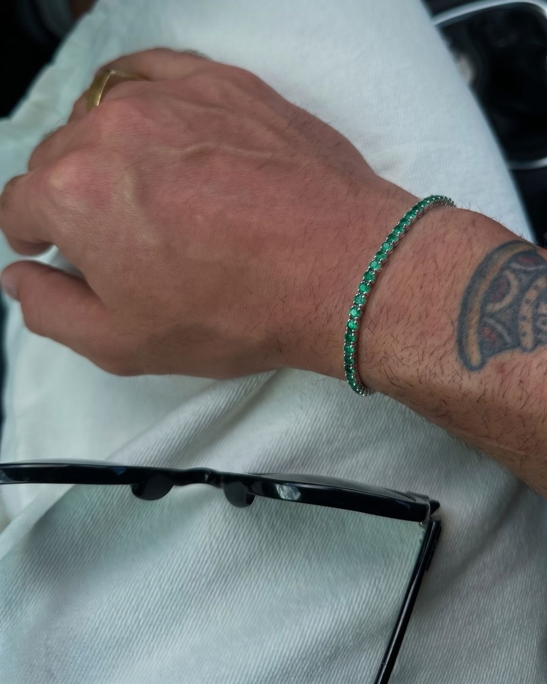 Pulseira Riviera Verde em prata 925