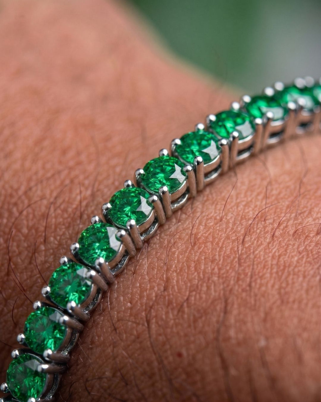 Pulseira Riviera Verde em prata 925