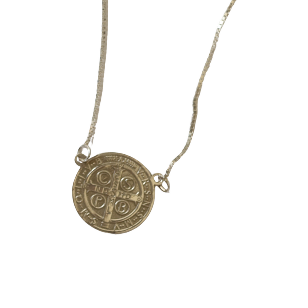 Colar Escapulário São Bento em prata 925